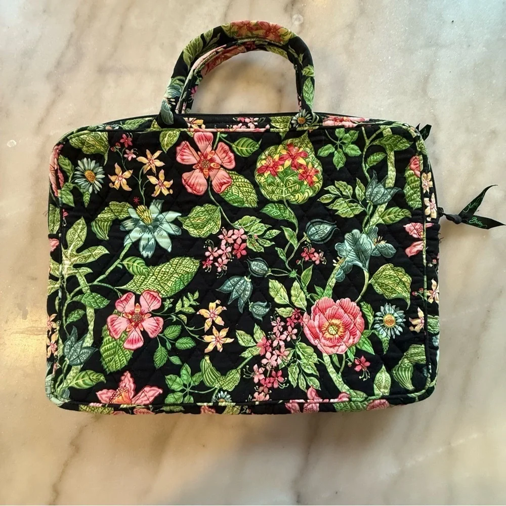 Vintage Vera Bradley Laptop Case Flowers Green Pink Botanica Print